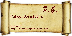 Pakos Gorgiás névjegykártya